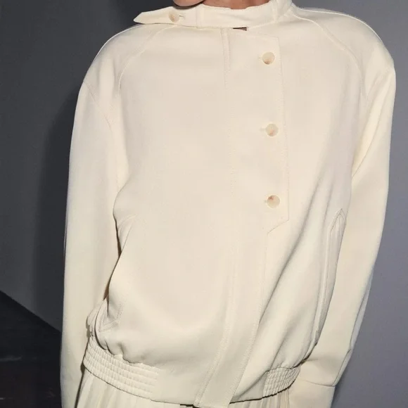 ZARA Ecru Button Up Light Jacket S NWT, lined - Picture 2 of 15